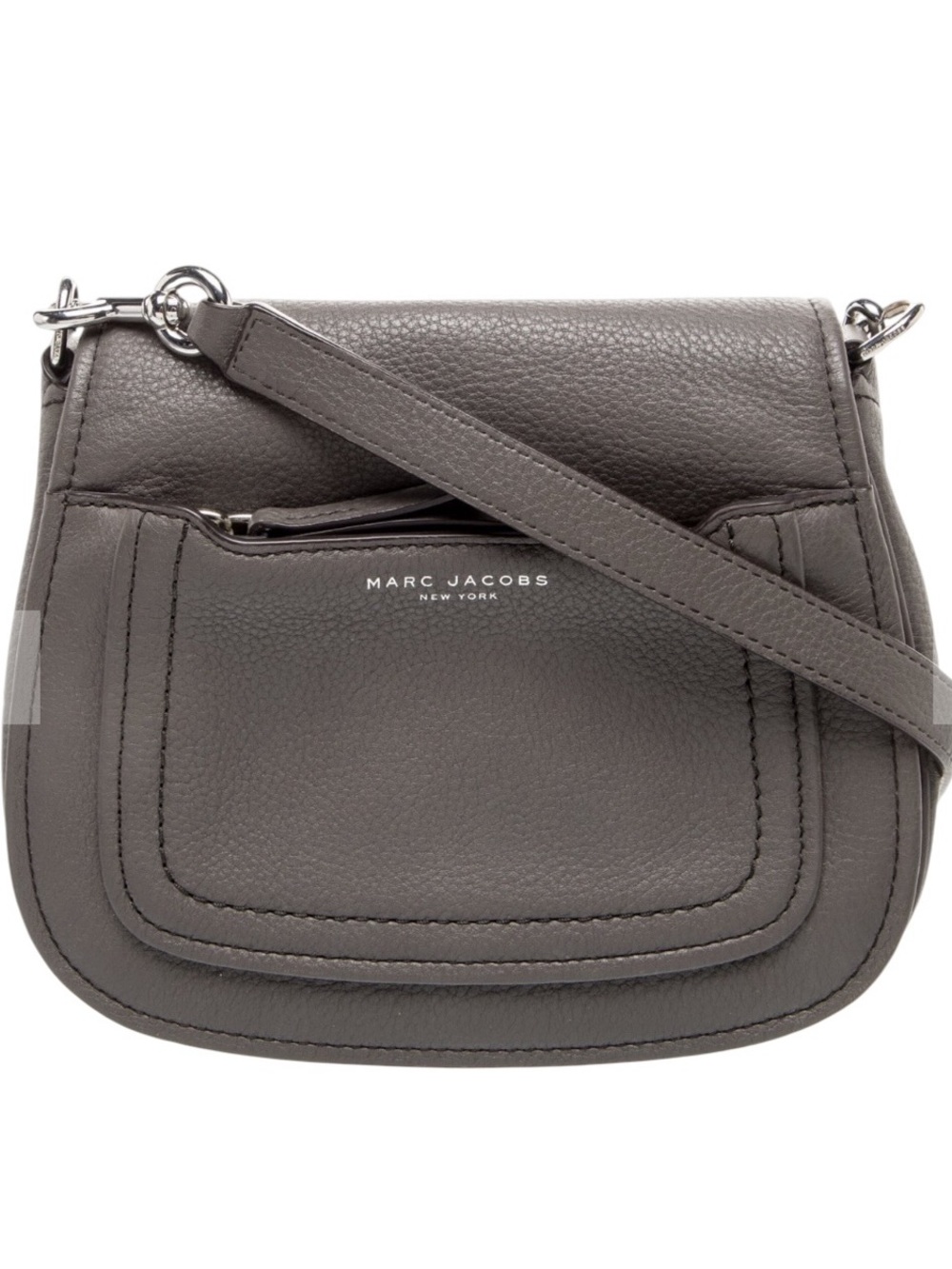 Marc Jacobs Gray Leather Crossbody Saddle Bag